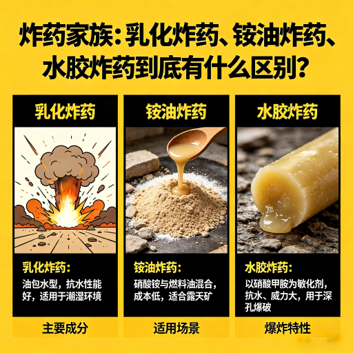 北戴河炸药家族：乳化炸药、铵油炸药、水胶炸药到底有什么区别？